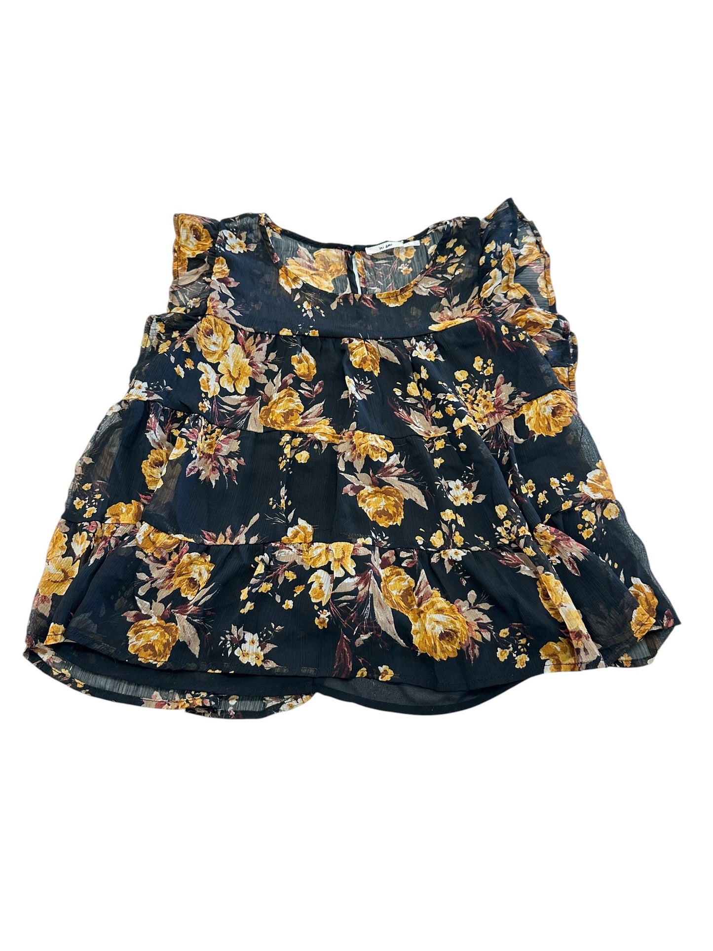 Top Sleeveless By Mi Ami In Black & Yellow, Size:L
