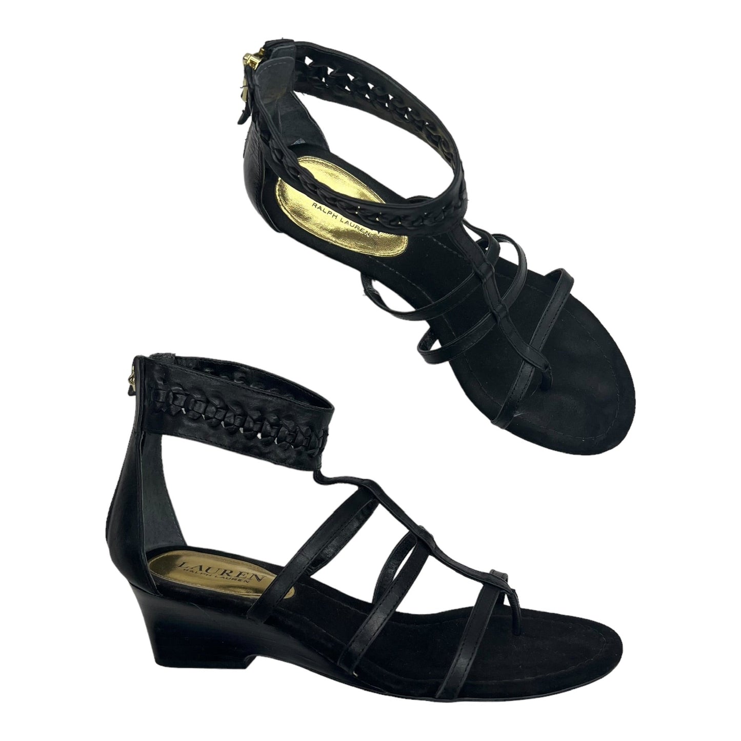 BLACK LAUREN BY RALPH LAUREN SANDALS HEELS WEDGE, Size 8.5