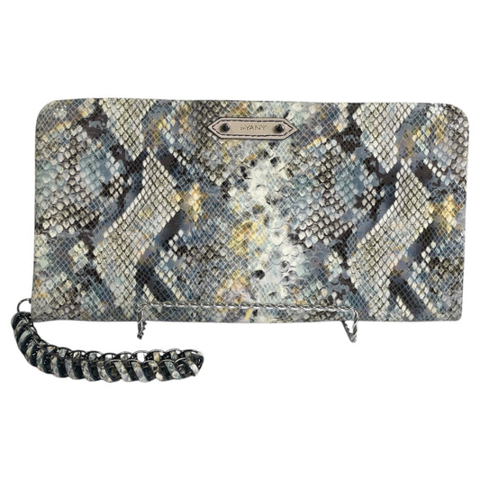 Clutch Leather By Oryany In Blue & Tan, Size:Large