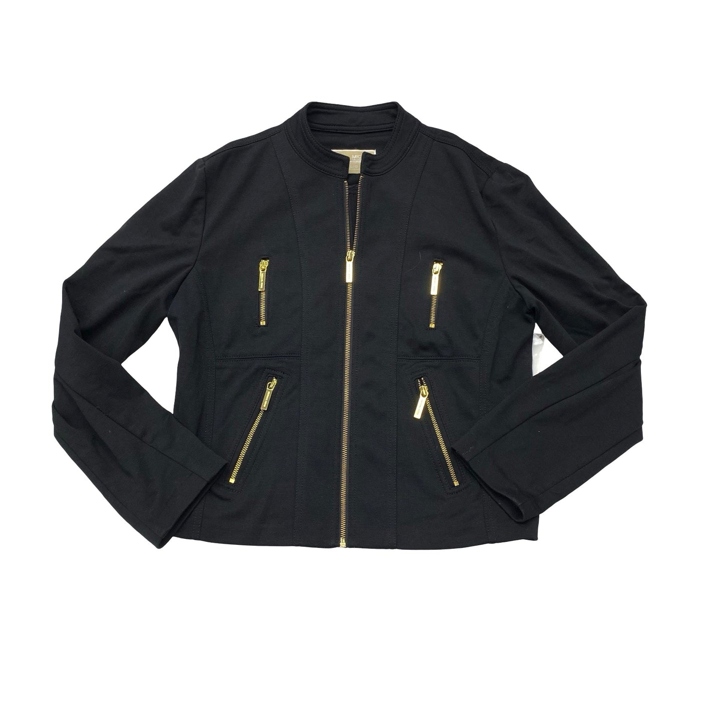 Jacket Moto By Michael By Michael Kors In Black & Gold, Size:L