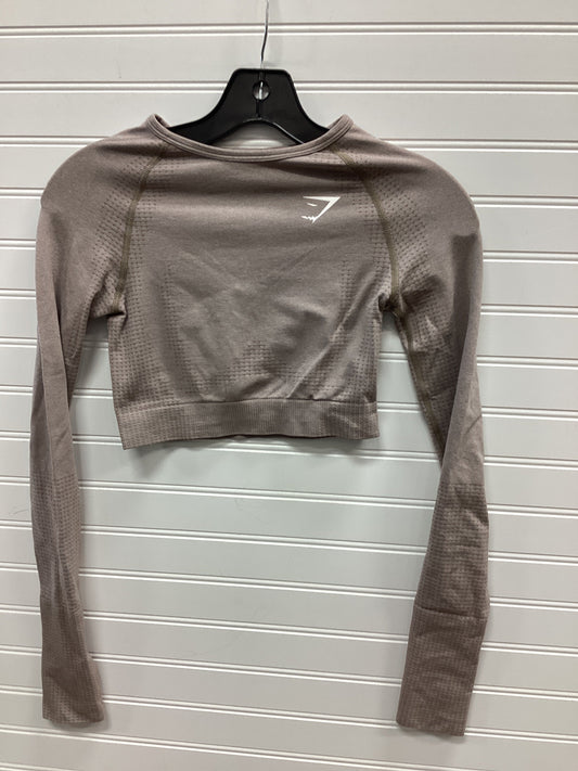Athletic Top Ls Collar By Gym Shark In Taupe, Size:2