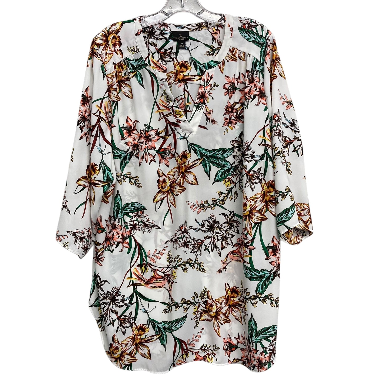 Top Ls By Worthington In Floral Print, Size:2X