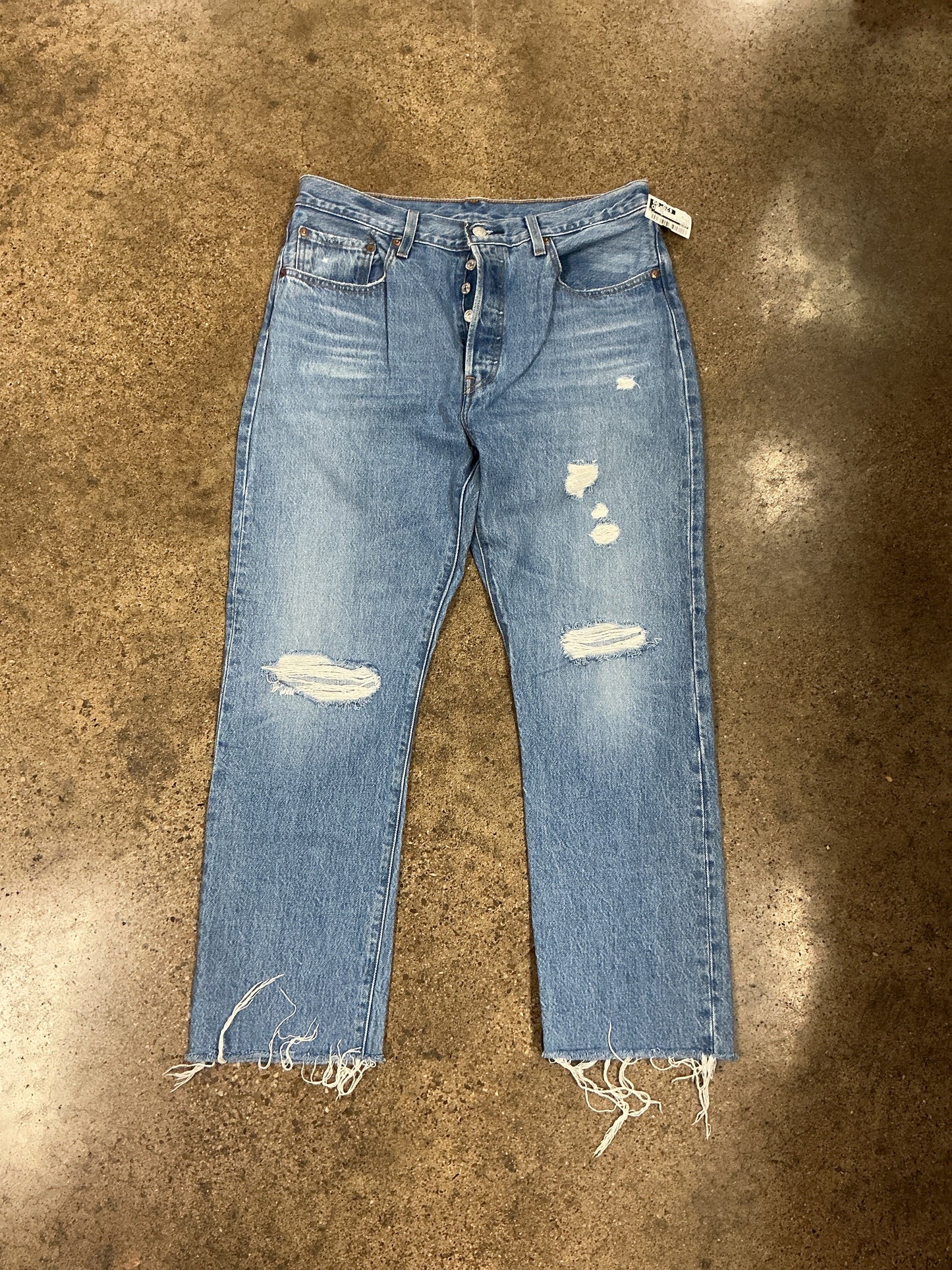 Jeans Straight By Levis In Blue Denim, Size:12