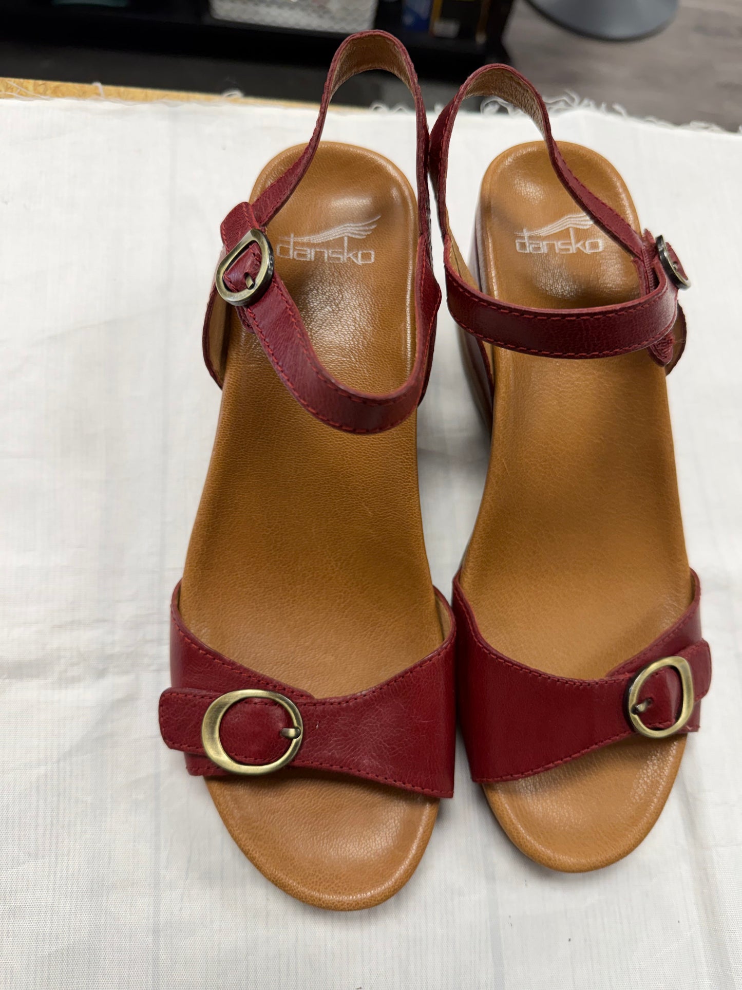 Sandals Heels Platform By Dansko In Red, Size:8.5