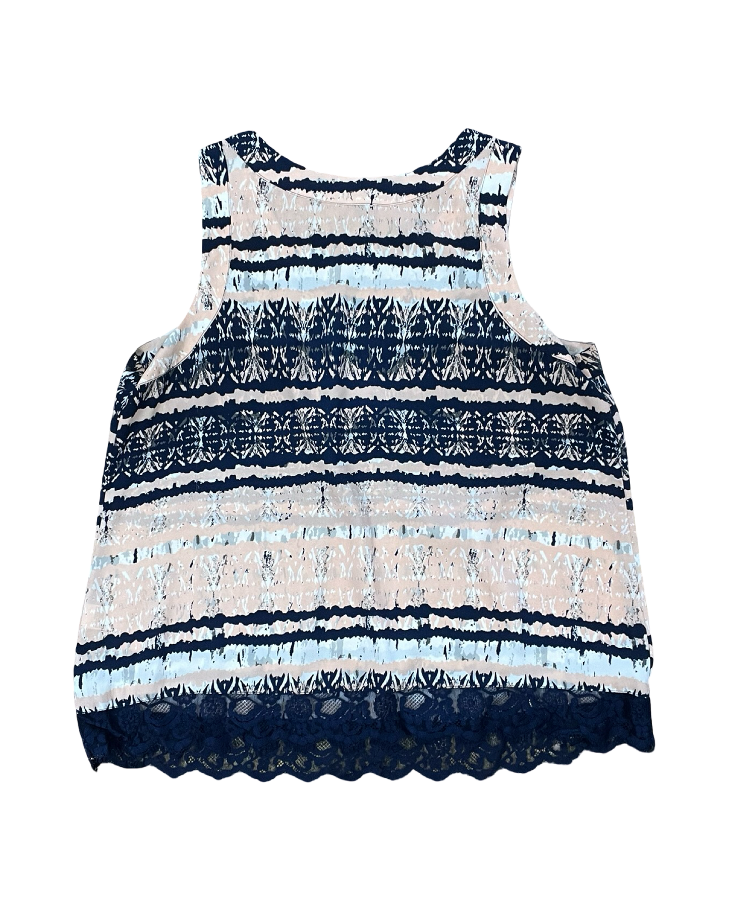 Top Sleeveless By Ana In Blue & Cream, Size:Xlp