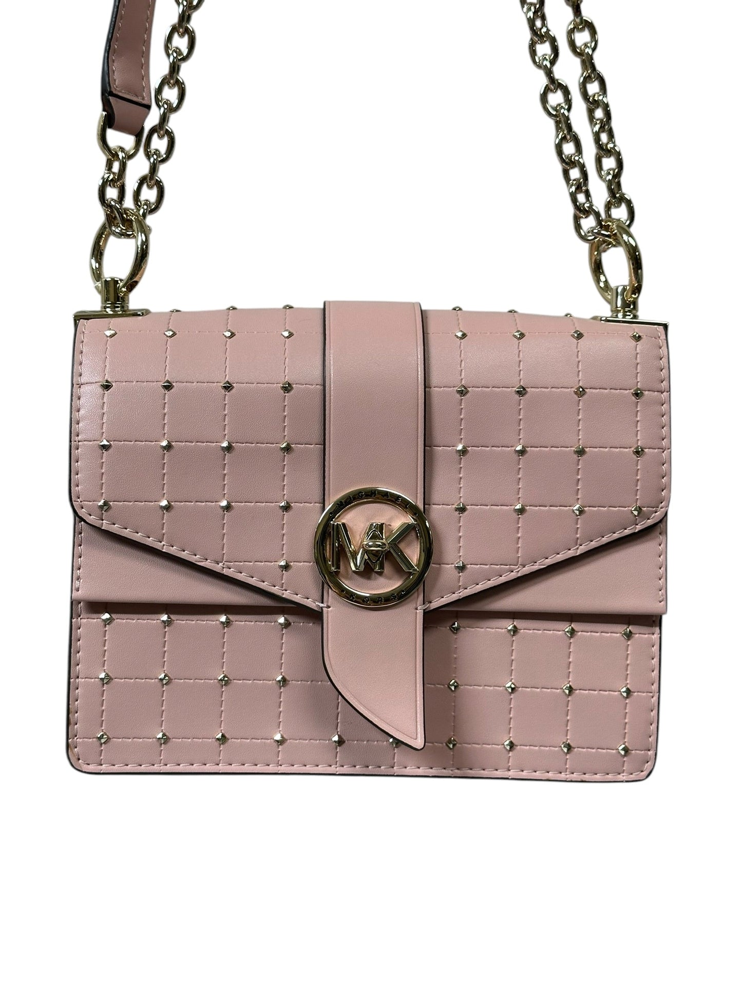Handbag Designer By Michael Kors In Gold & Pink, Size:Small