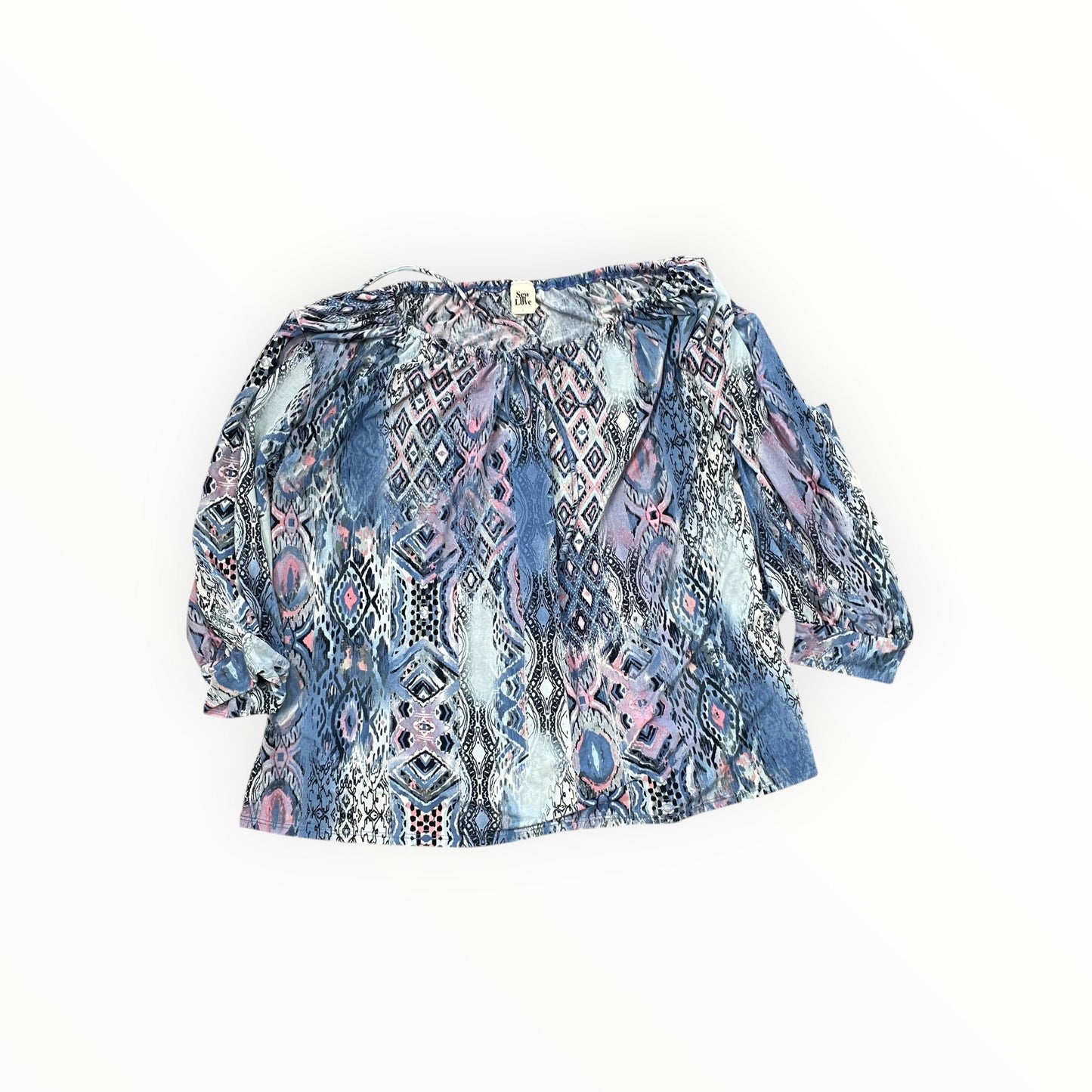 Top 3/4 Sleeve By Sew In Love In Blue & Pink, Size:L