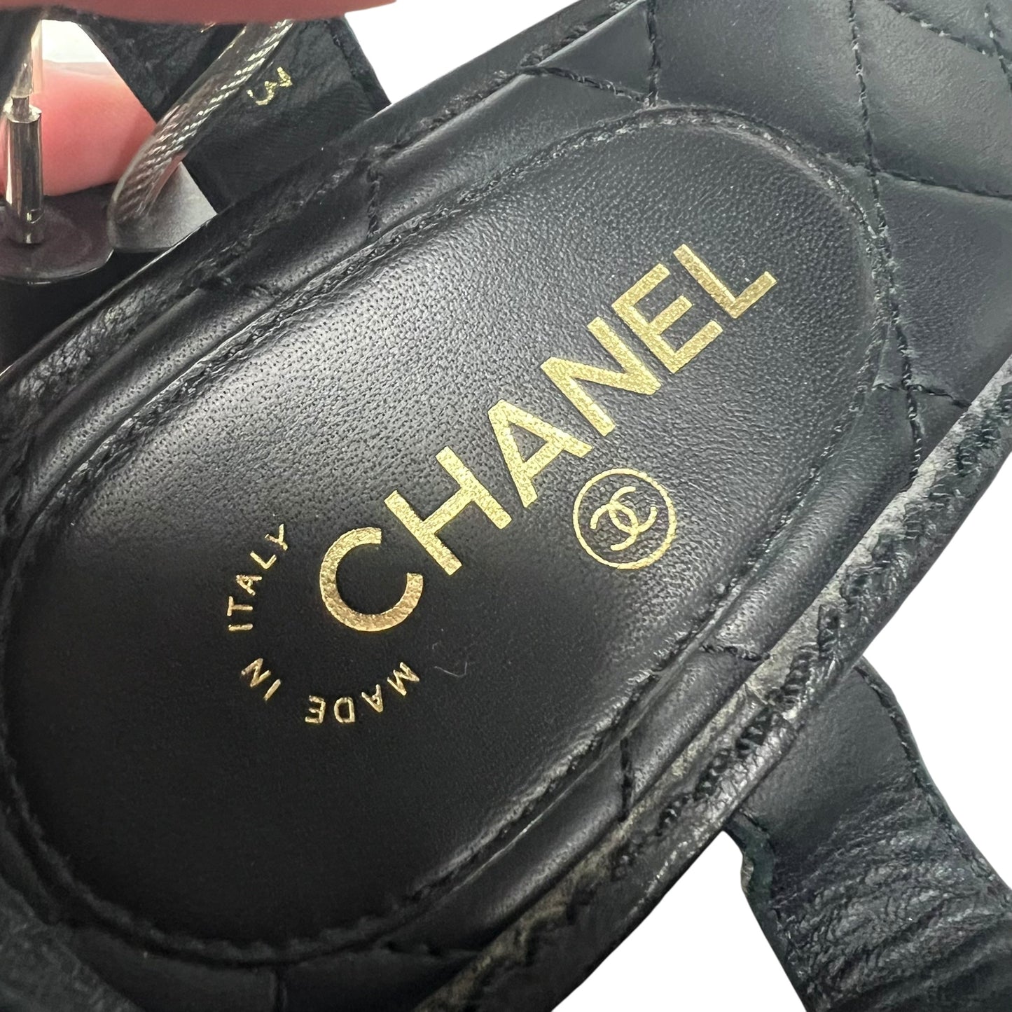 Sandals Luxury Designer By Chanel In Black, Size: 6