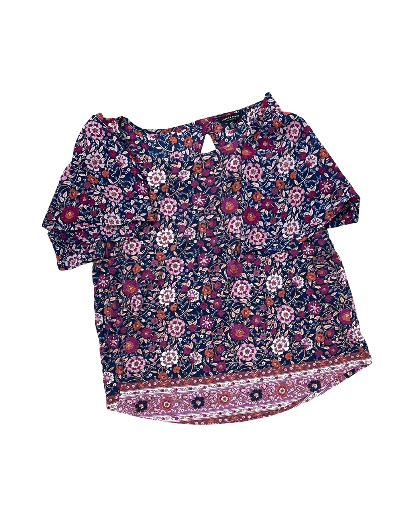 Top Ss By Lucky Brand In Blue & Pink, Size:L