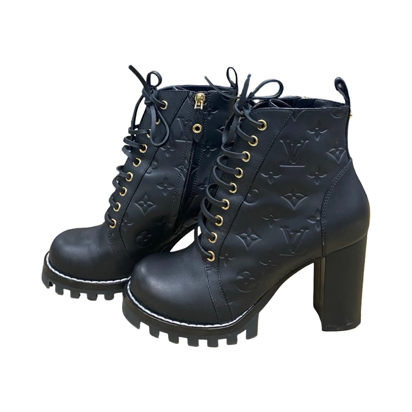Boots Luxury Designer By Louis Vuitton In Black, Size:8.5