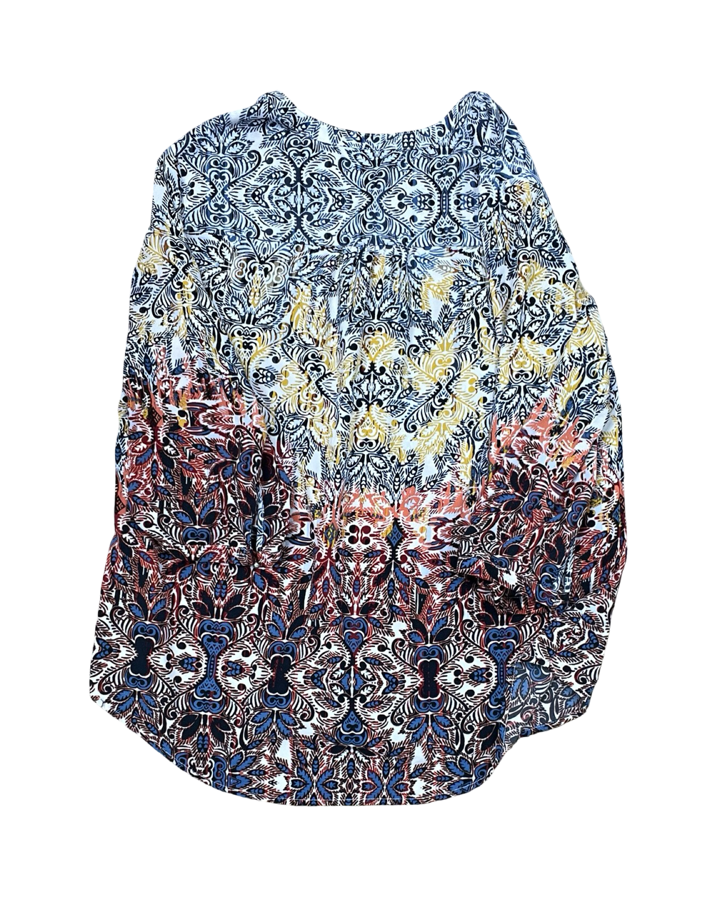 Top 3/4 Sleeve By Christopher And Banks In Blue & Yellow, Size:L