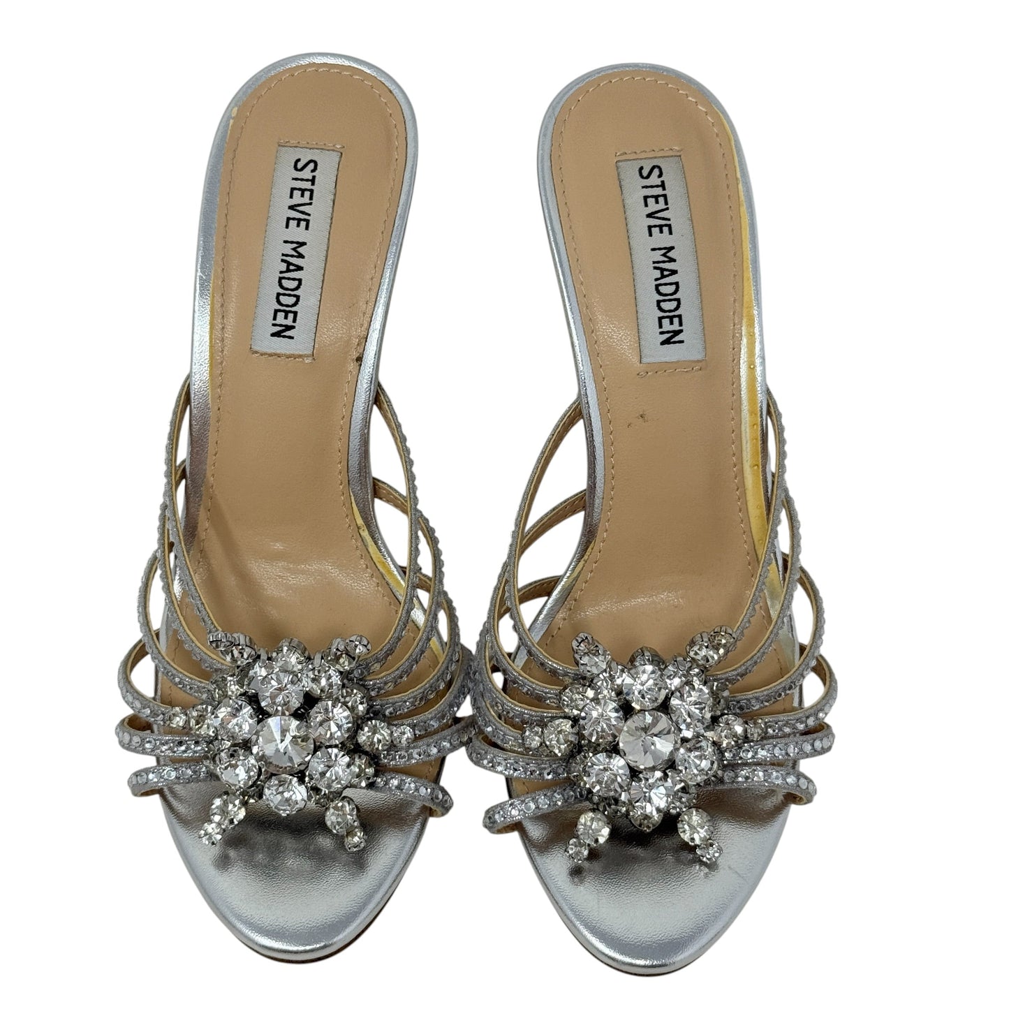 Pamola Rhinestone Stiletto Mules By Steve Madden In Silver, Size: 6