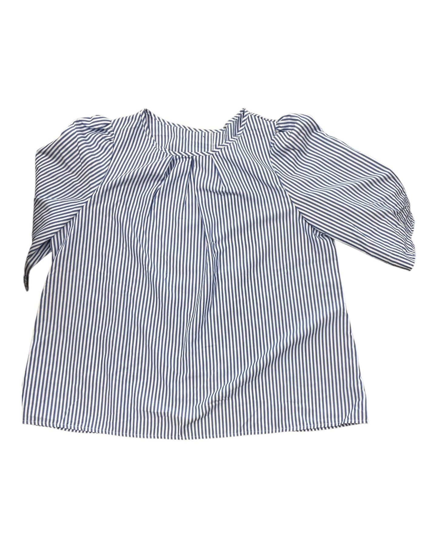 Top 3/4 Sleeve By Shein In Blue & White, Size:2X