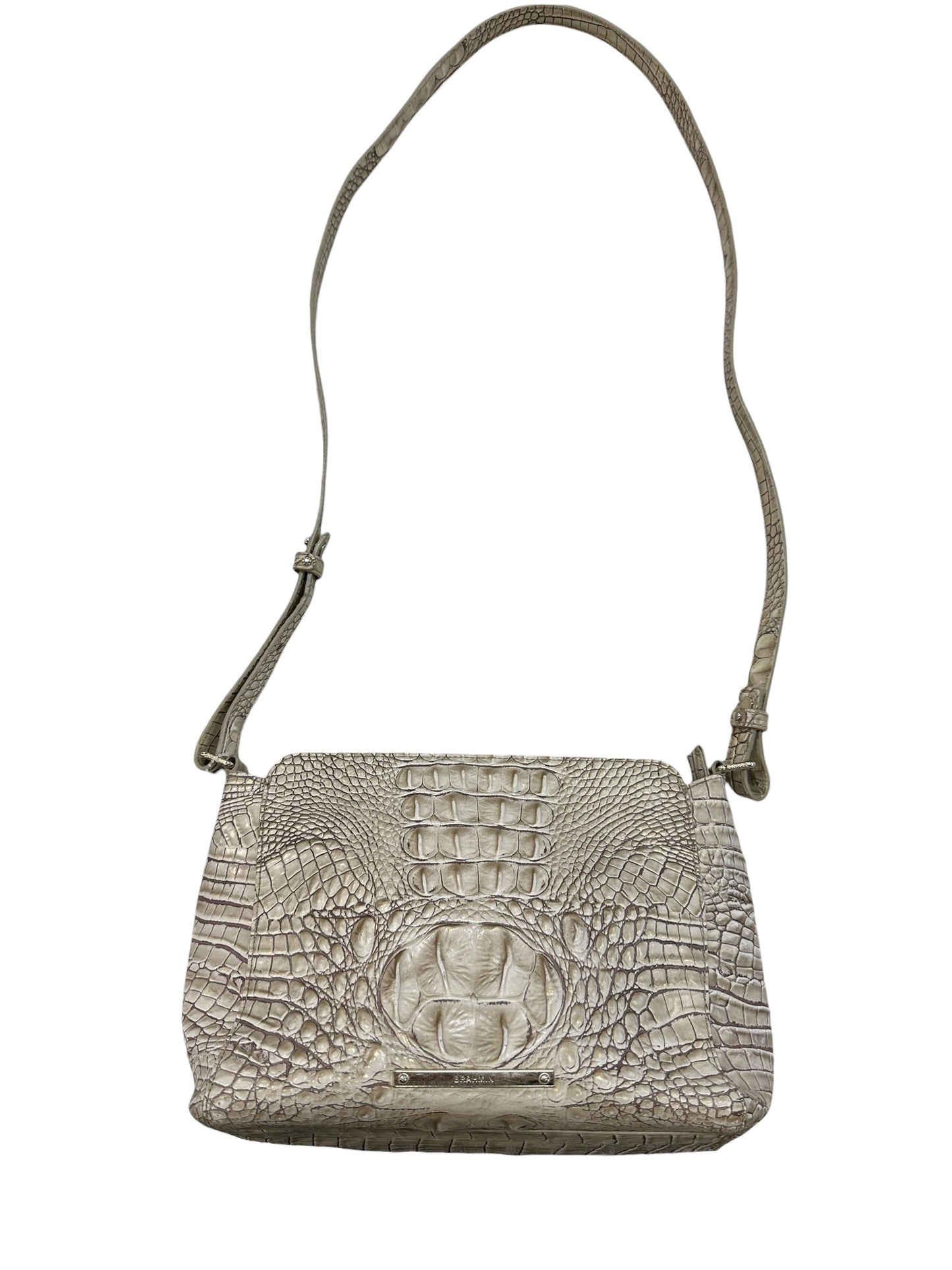 Crossbody Designer By Brahmin In Grey, Size:Medium