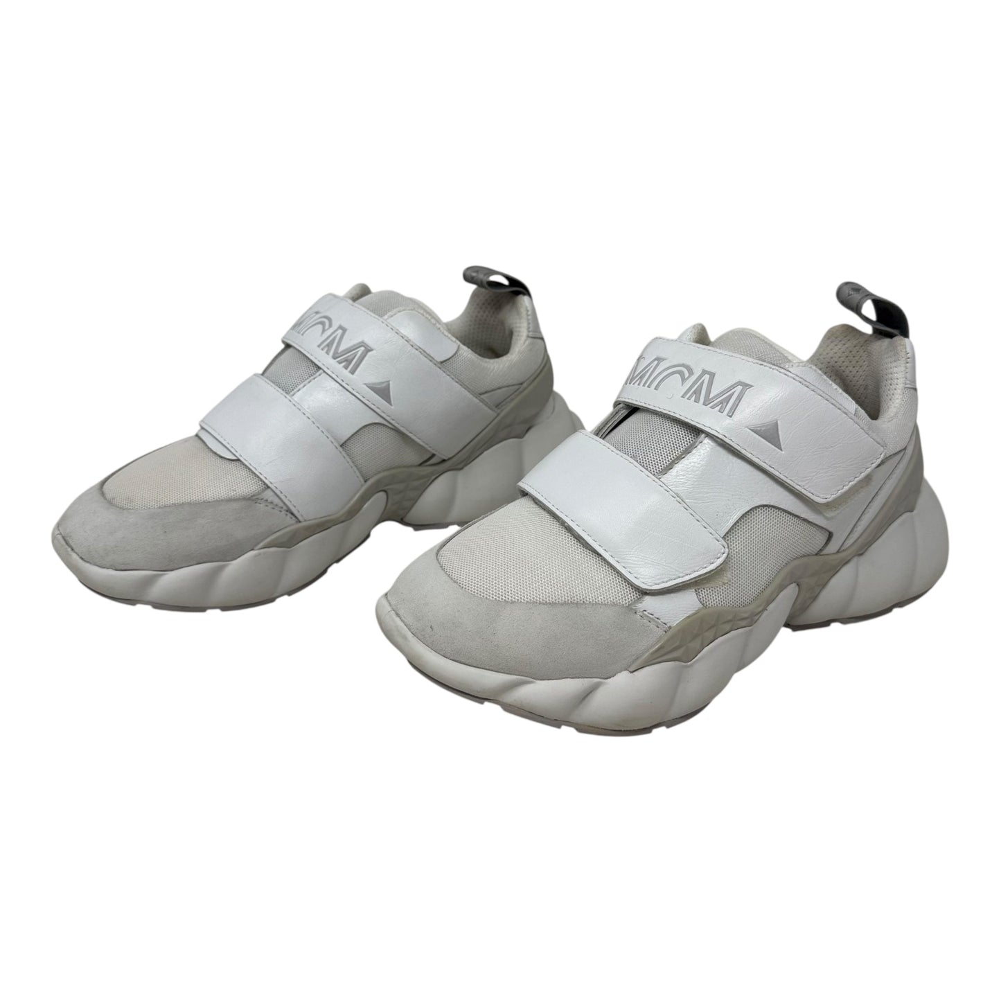Himmel Low Top Velcro Sneakers Shoes Luxury Designer By Mcm In White, Size: 8 (38)