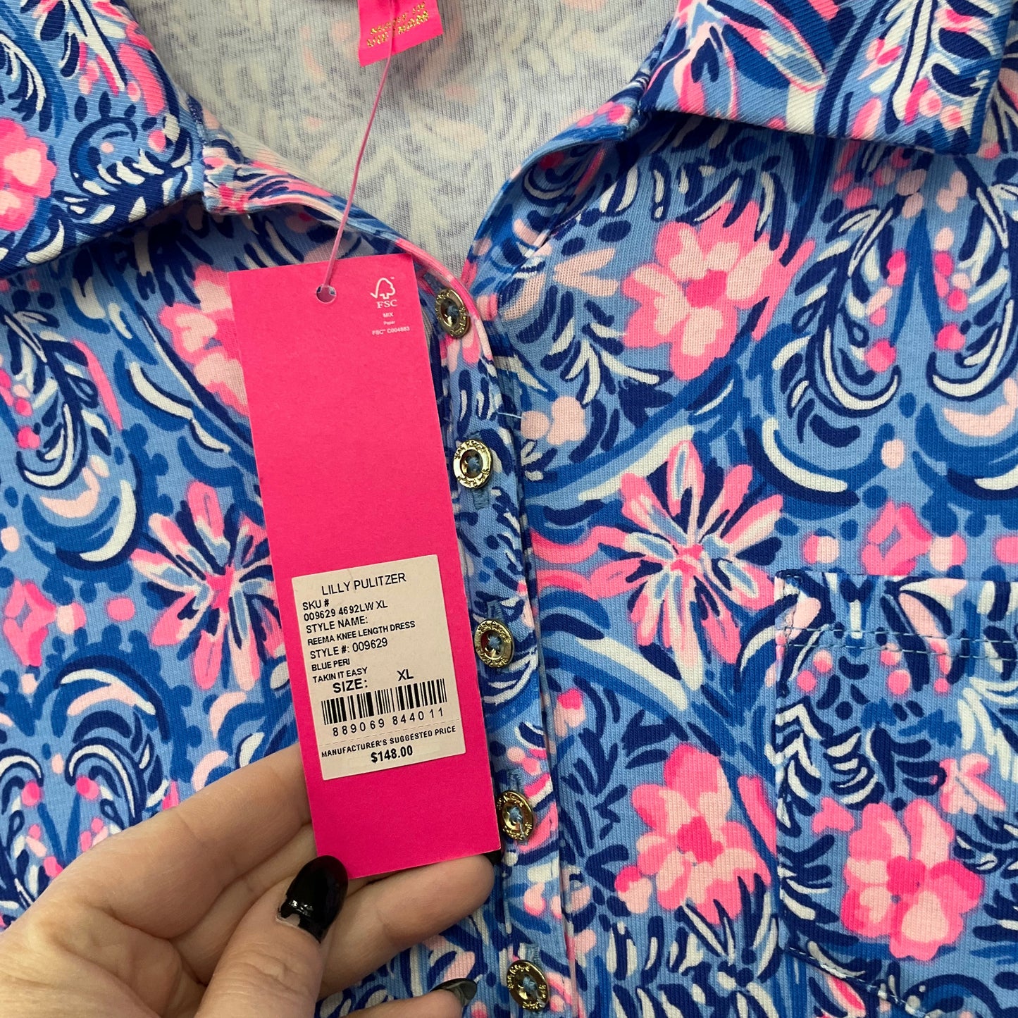 Dress Designer By Lilly Pulitzer In Blue & Pink, Size: Xl