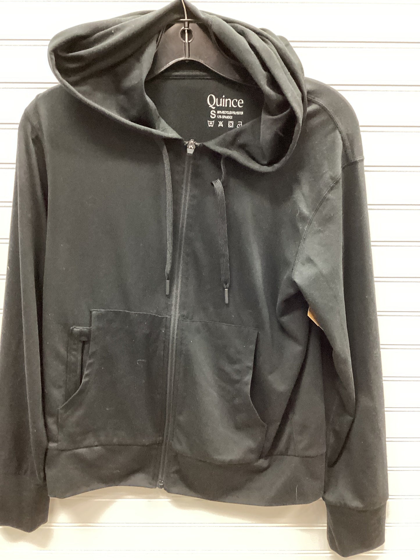 Athletic Top Ls Hoodie By Quince In Black, Size:S