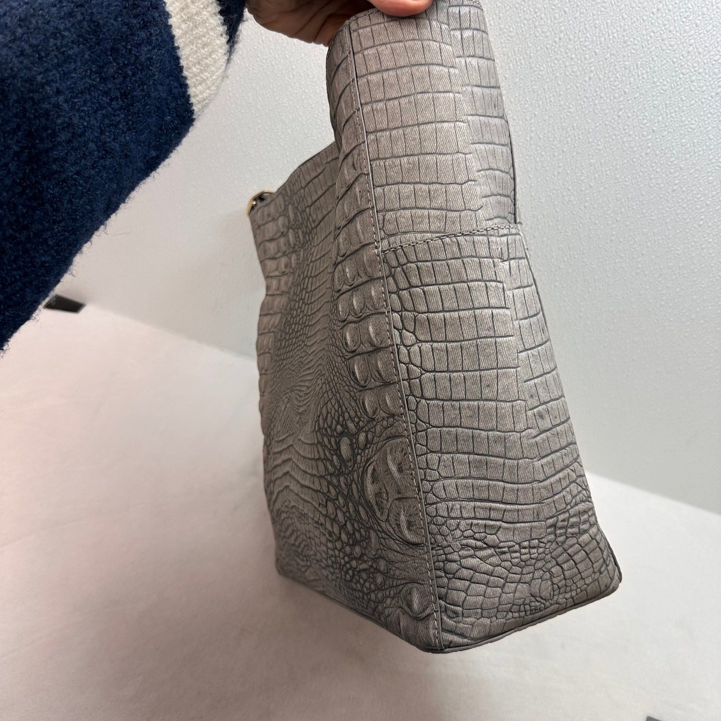 Parin-Fairest Grey Tetra Tote Designer By Brahmin, Size: Large