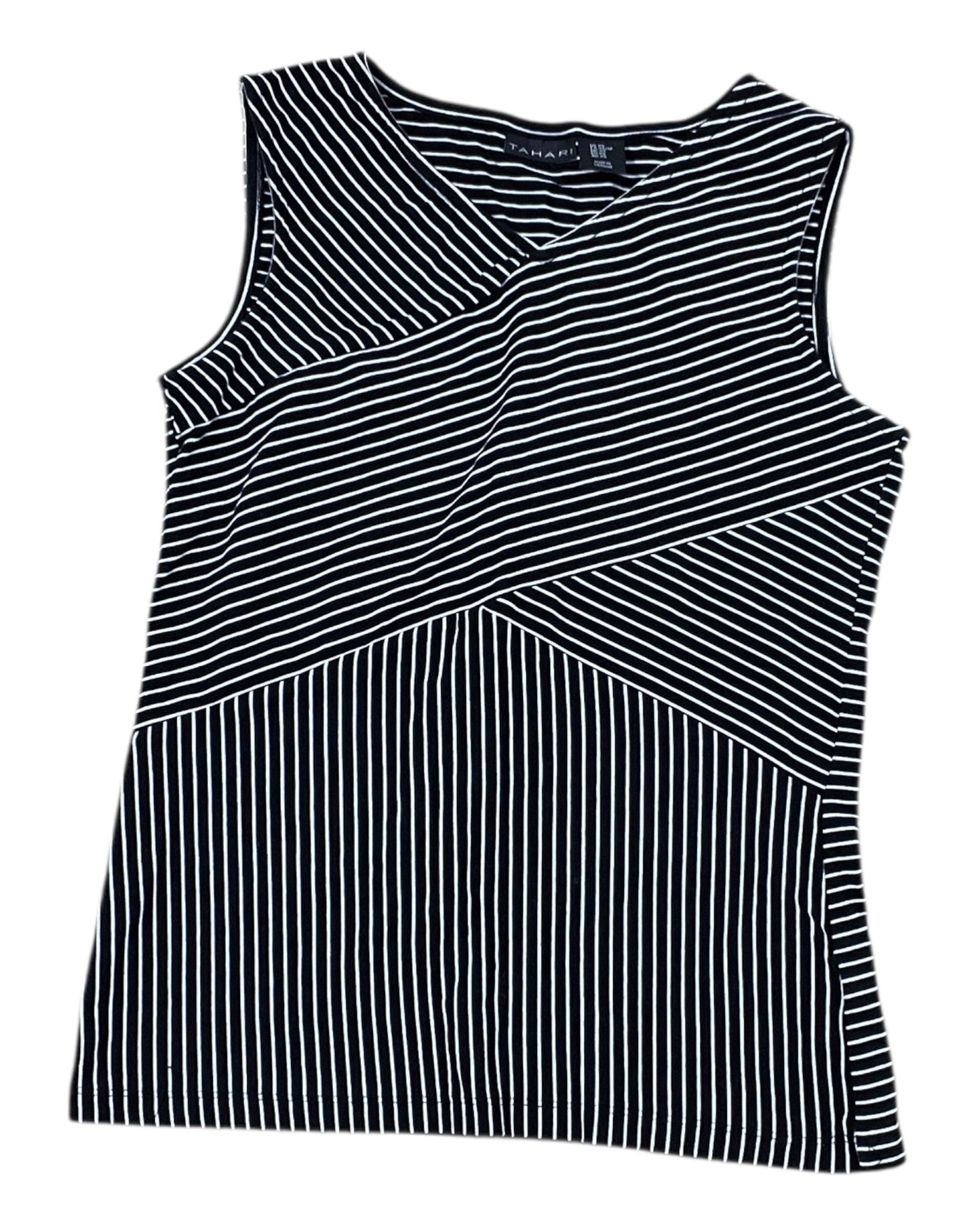 Tank Top By Tahari In Black & White, Size:Xs