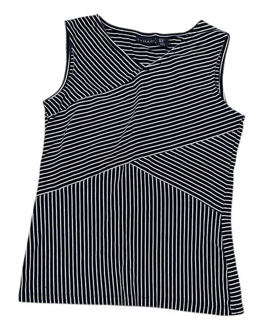 Tank Top By Tahari In Black & White, Size:Xs