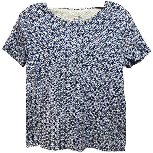 Top Short Sleeve By Croft And Barrow In Blue & White, Size: S
