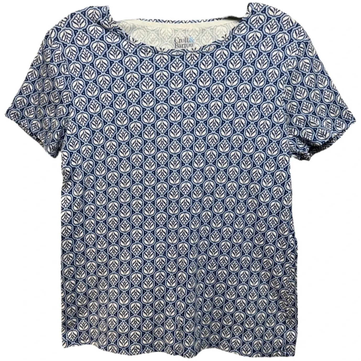 Top Short Sleeve By Croft And Barrow In Blue & White, Size: S