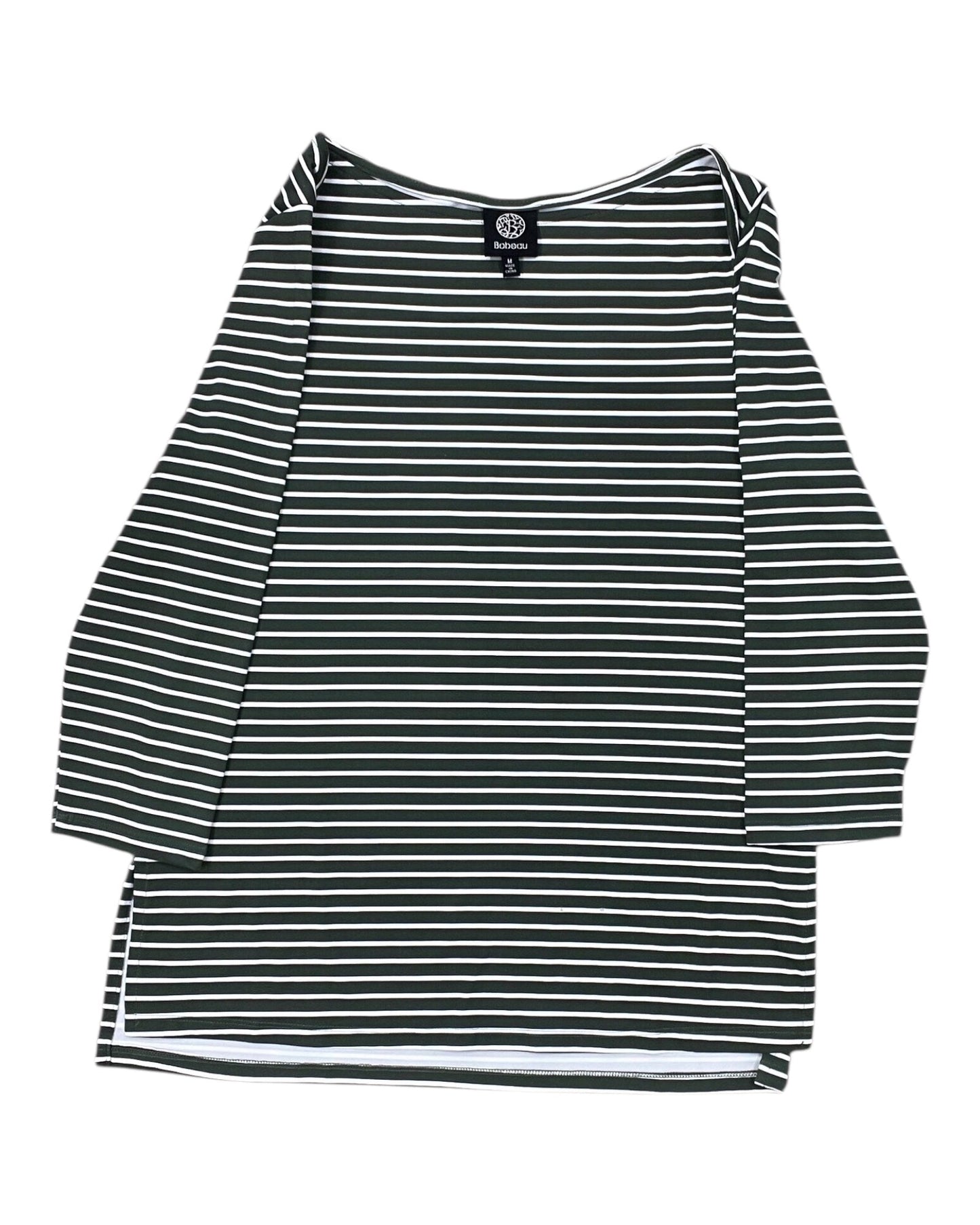 Top 3/4 Sleeve By Bobeau In Green & White, Size:M