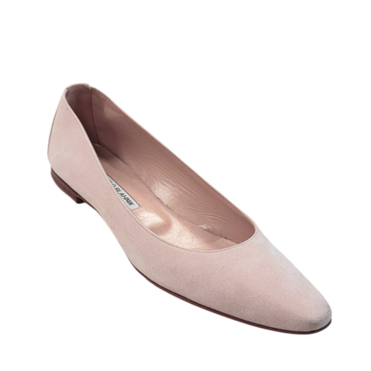 Suede Ballet Flats Luxury Designer By Manolo Blahnik  Size: 9.5