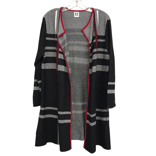 Sweater Cardigan By Anne Klein In Black & Grey, Size:L