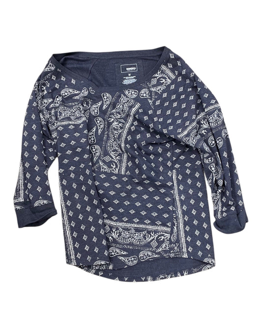 Top 3/4 Sleeve By Sonoma In Cream & Grey, Size:M