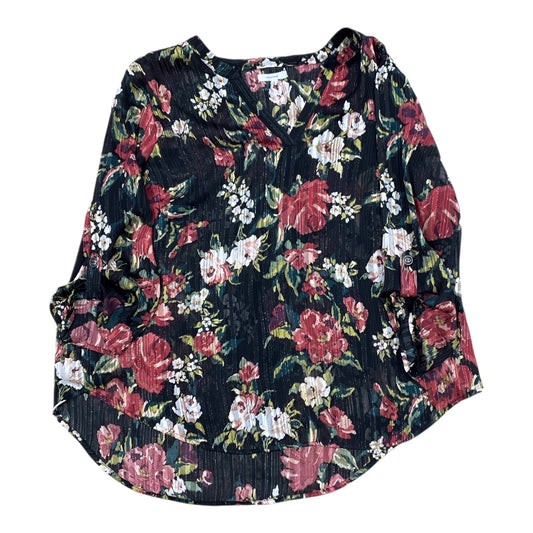 Top 3/4 Sleeve By Maurices In Floral Print, Size:1X