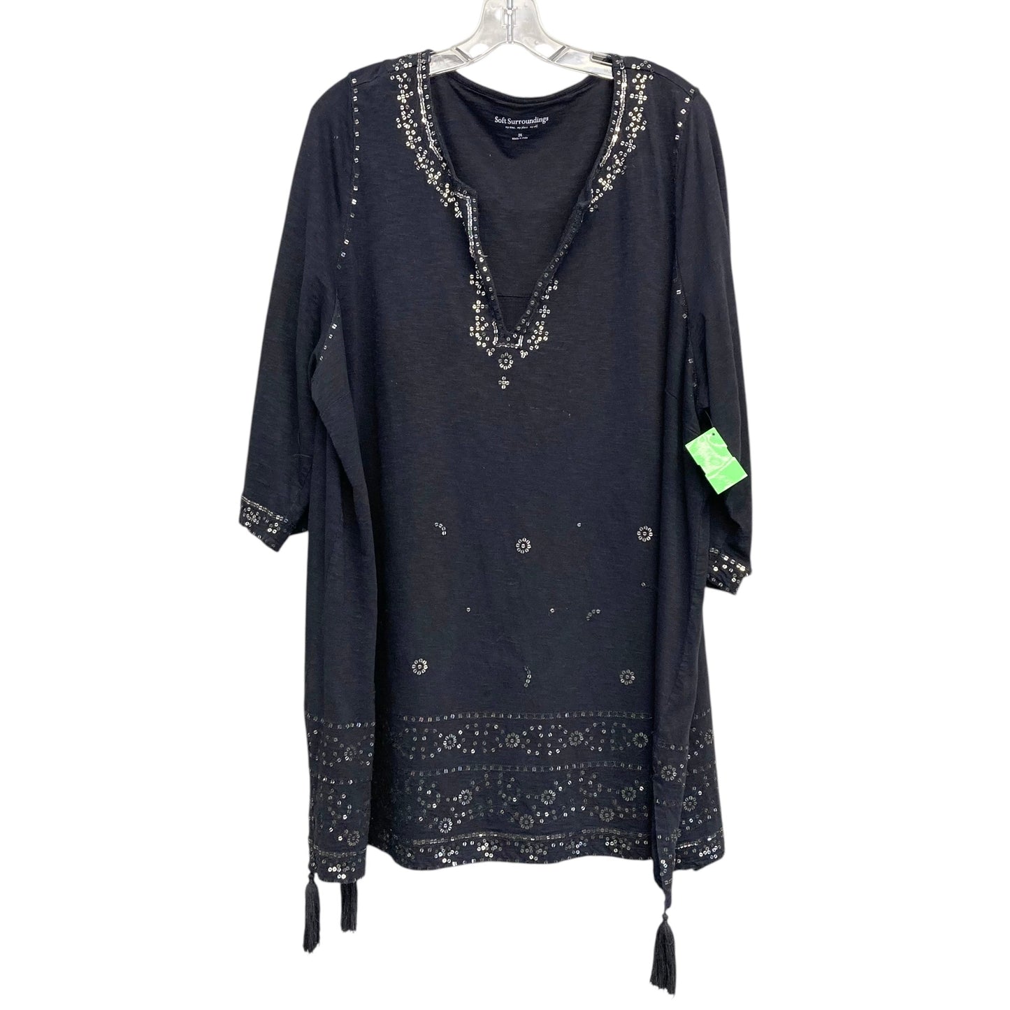 Top Ls By Soft Surroundings In Black & Silver, Size:2X