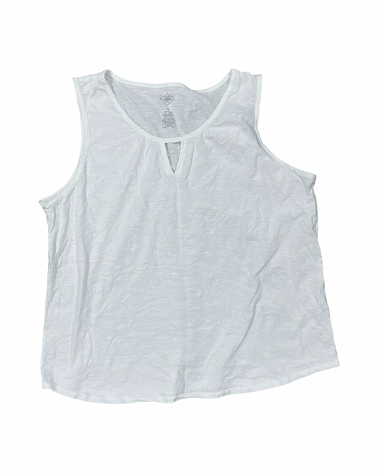 Top Sleeveless By St Johns Bay In White, Size:1X