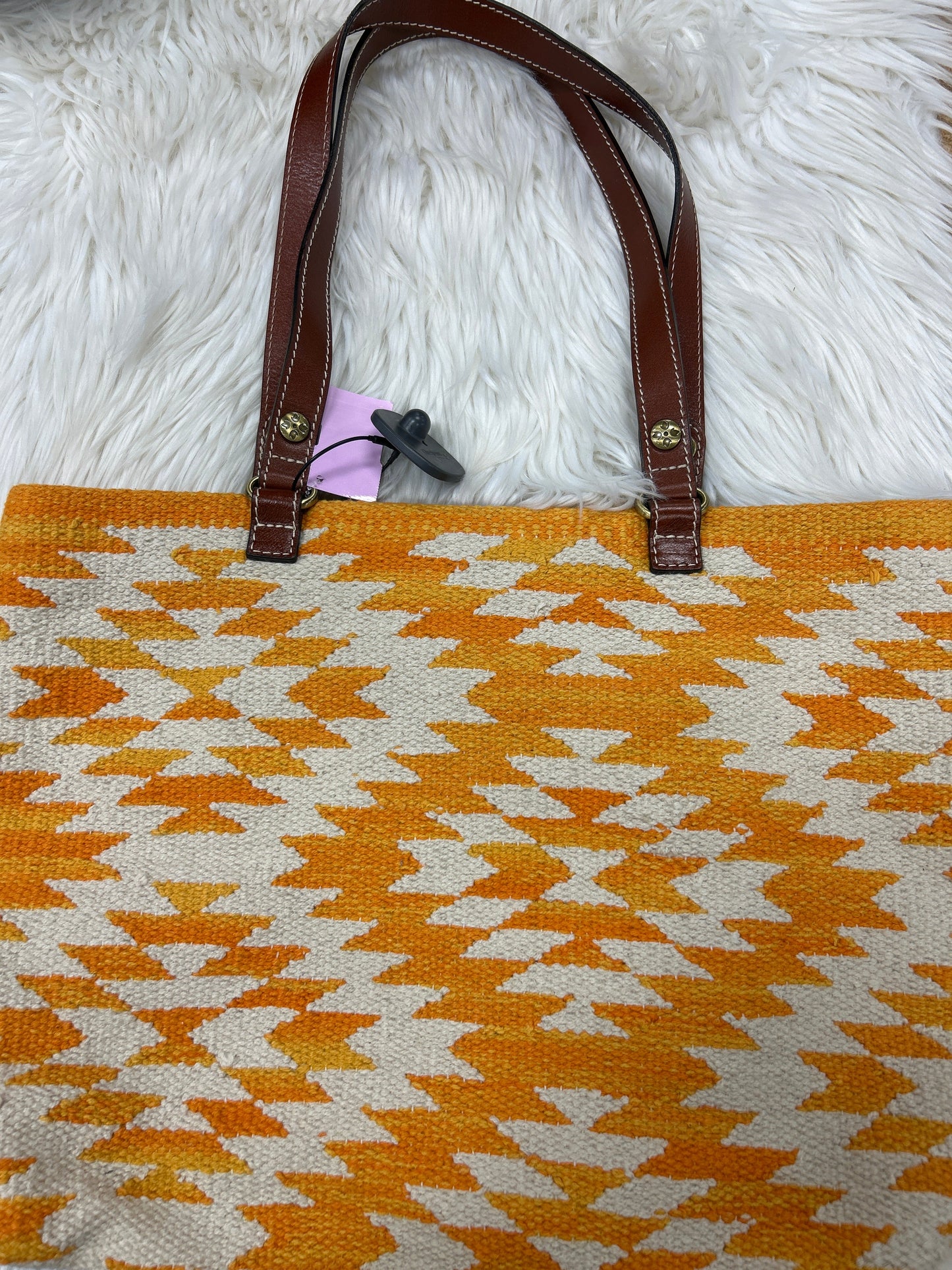 Tote Designer By Patricia Nash In Orange & White, Size:Large