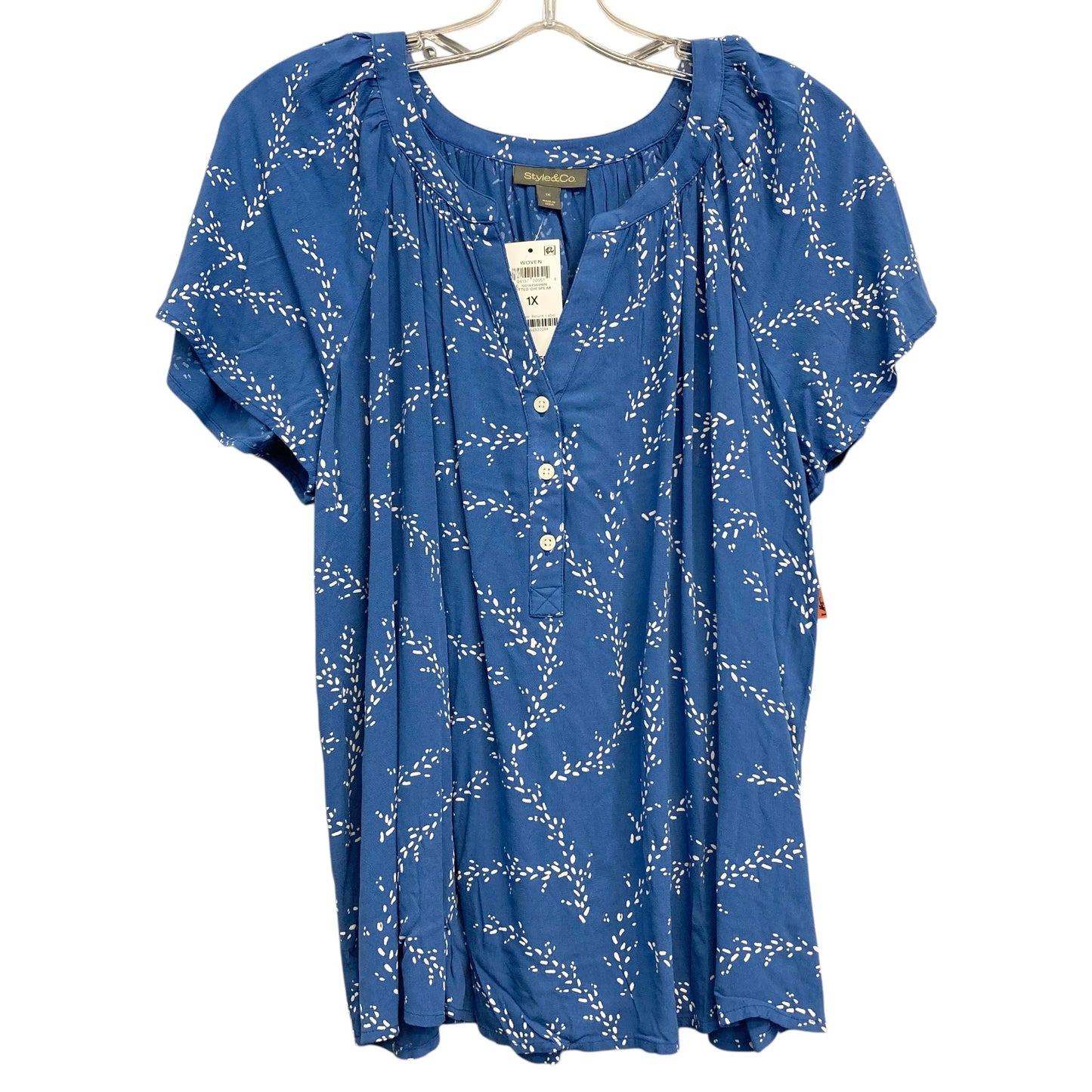 Top Ss By Style And Company In Blue & White, Size:1X