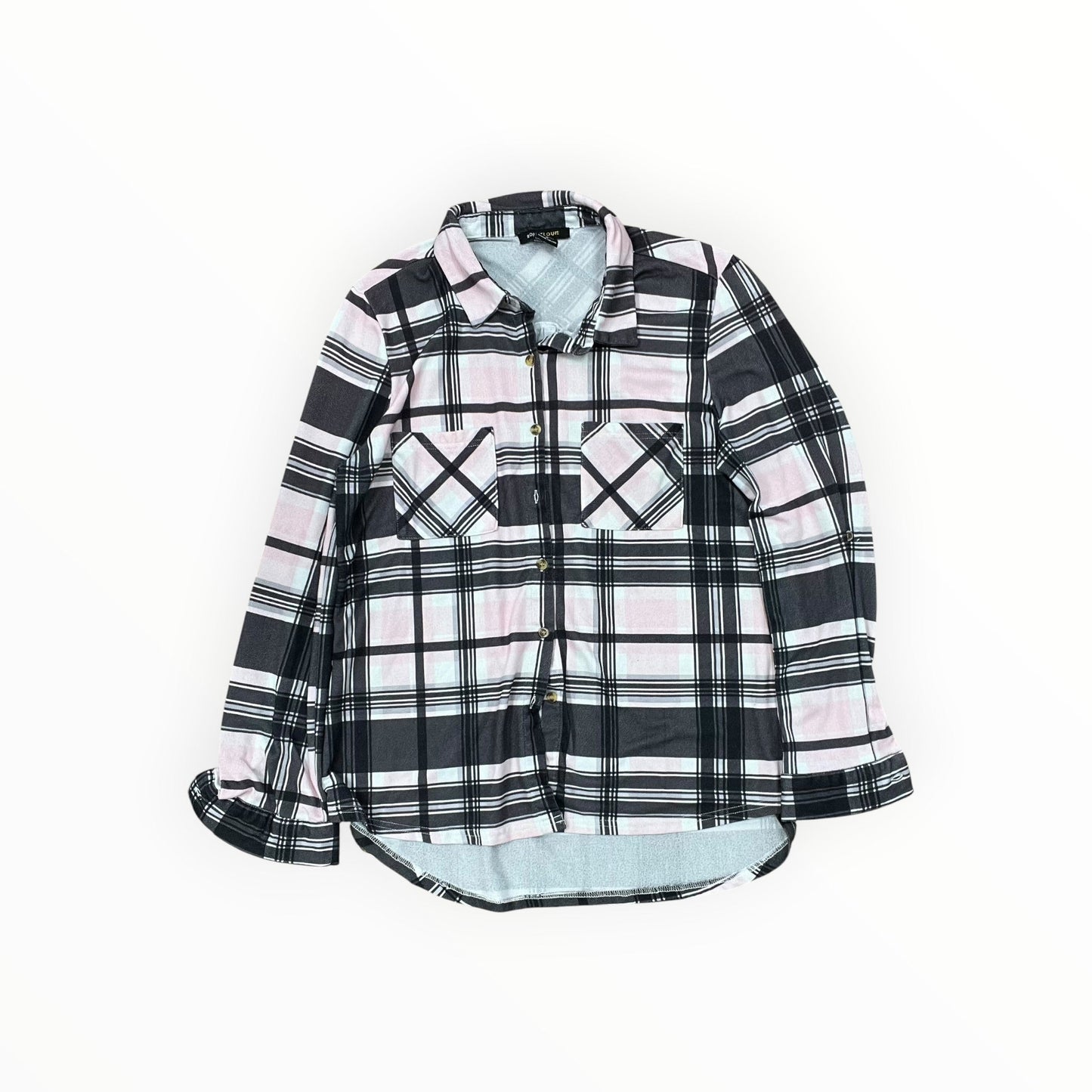 Blouse Ls By Robert Louis In Grey & Pink, Size:M