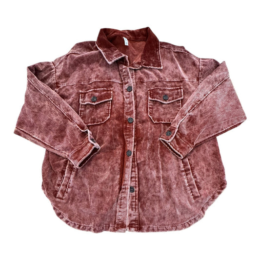 Blazer/Jacket Shirt By Zenana In Brick Red, Size:3X