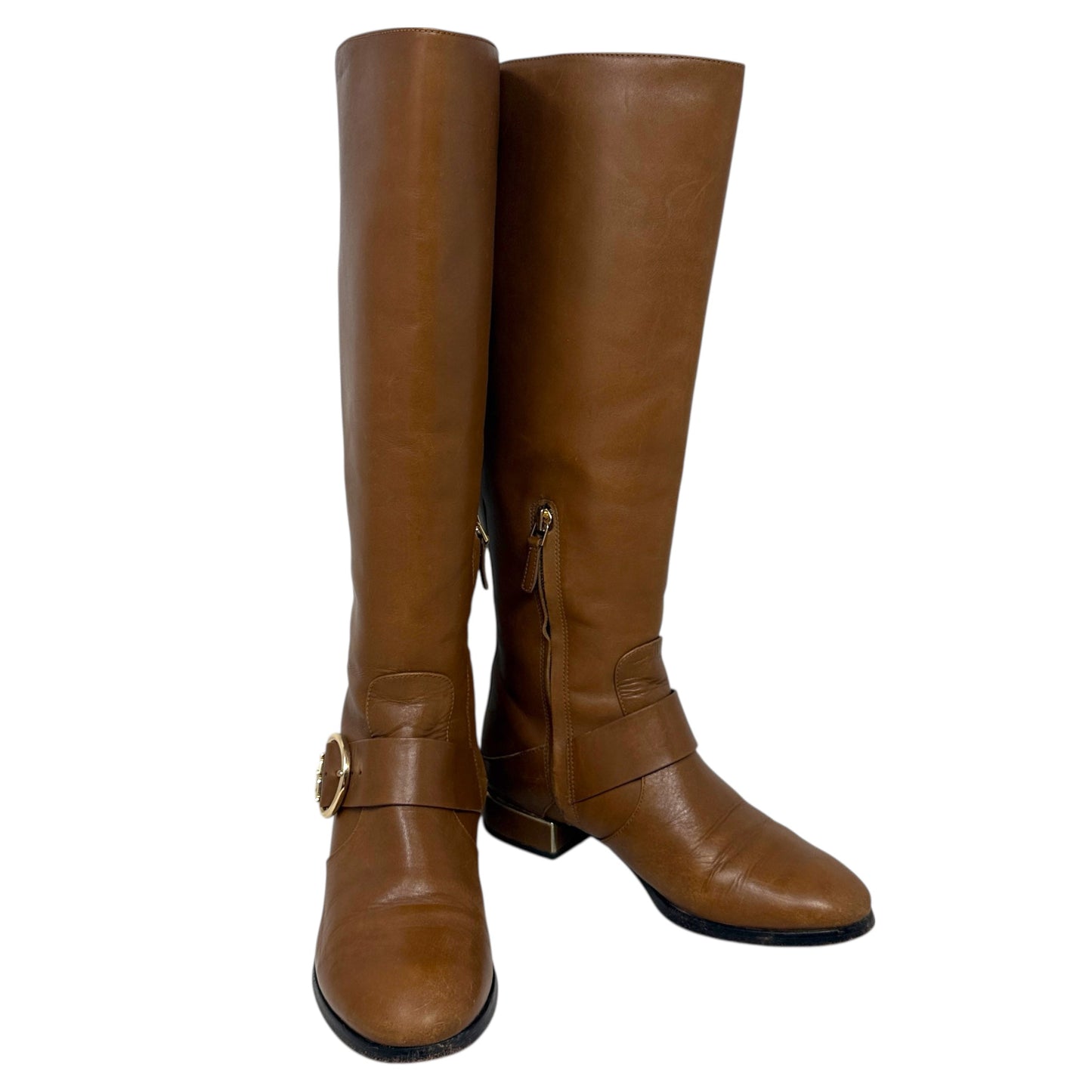Sofia Leather Riding Boots Designer By Tory Burch In Tan, Size: 7.5