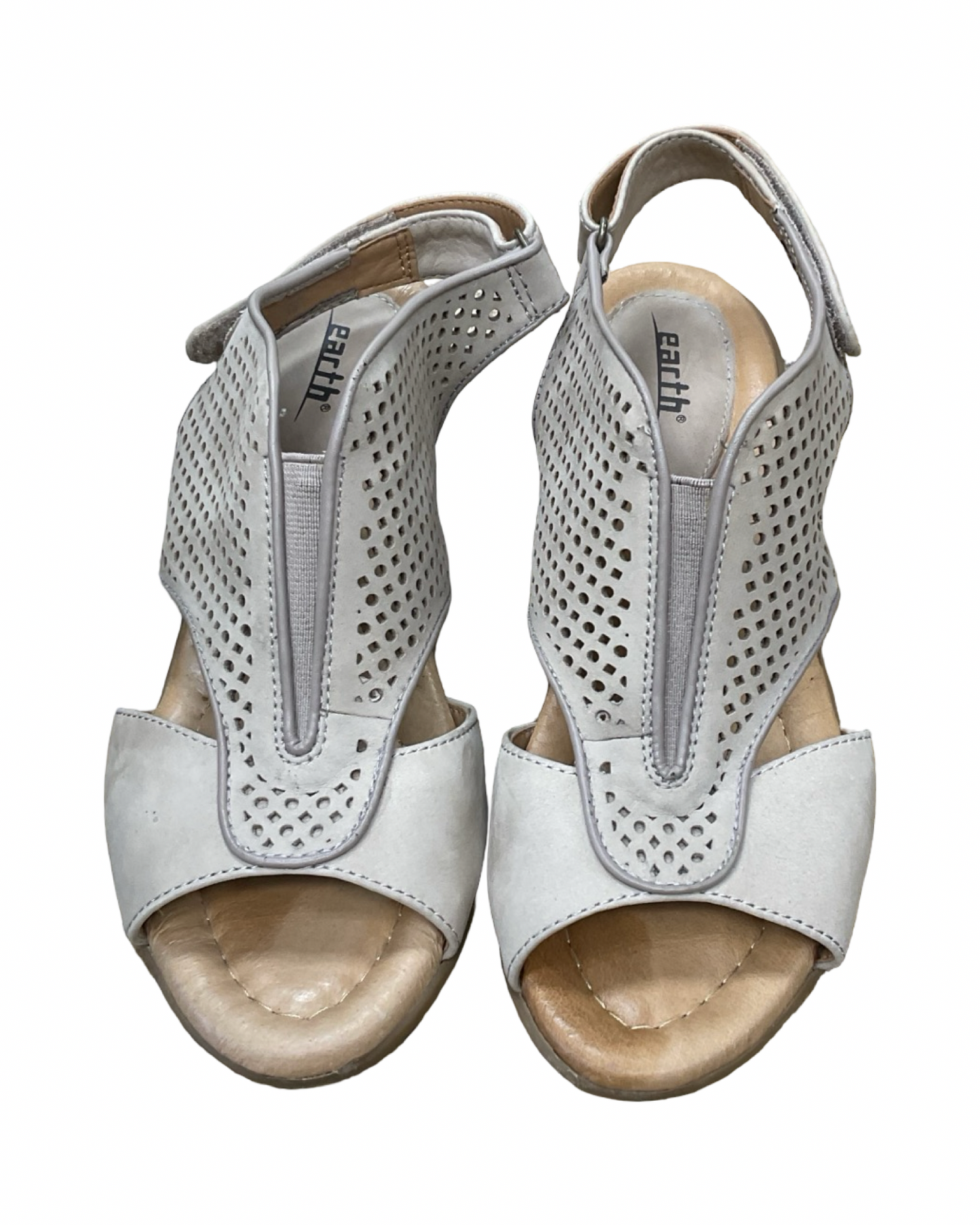 Sandals Heels Block By Earth In Taupe, Size:7