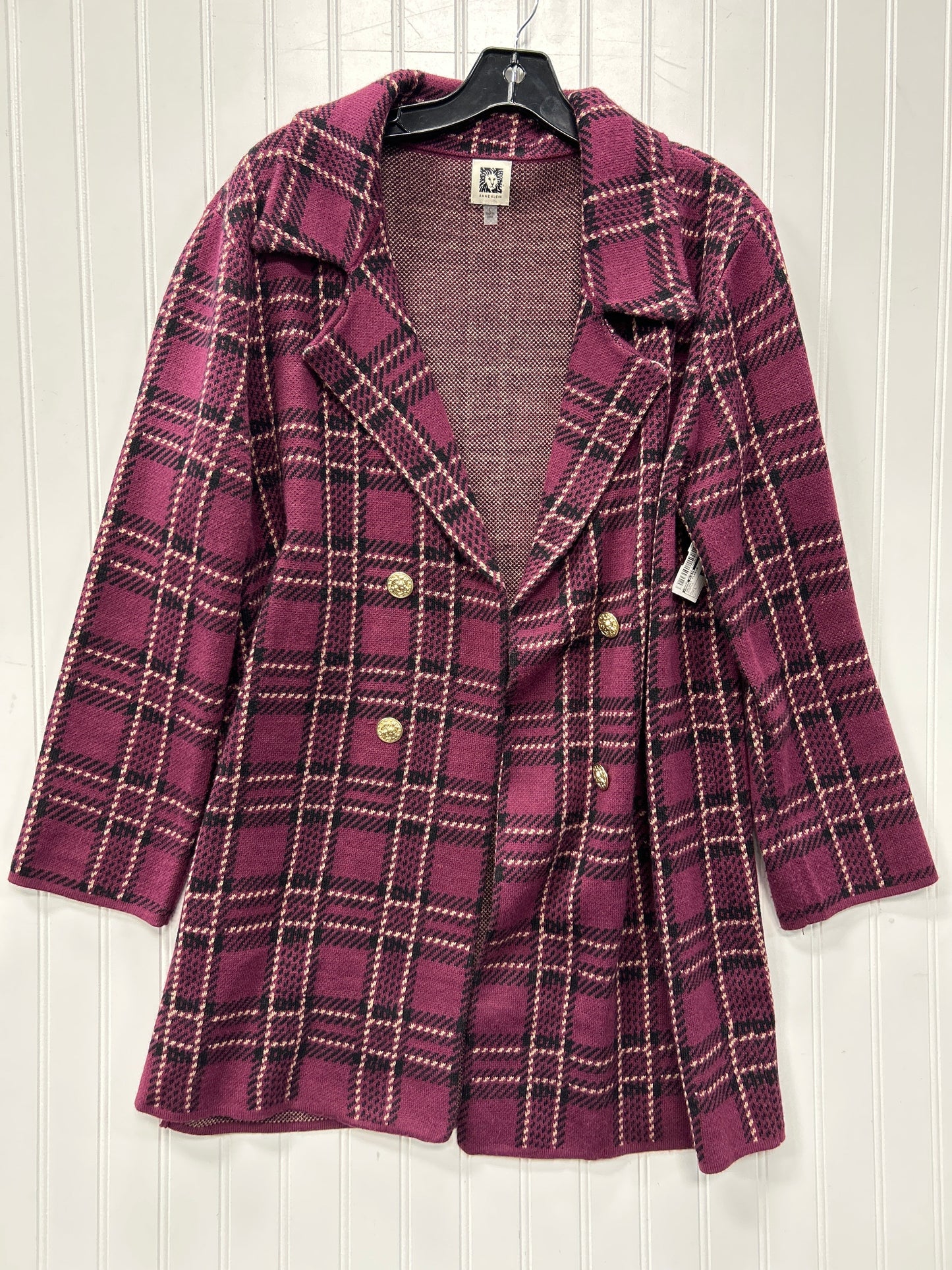 Jacket Fleece By Anne Klein In Purple, Size:L