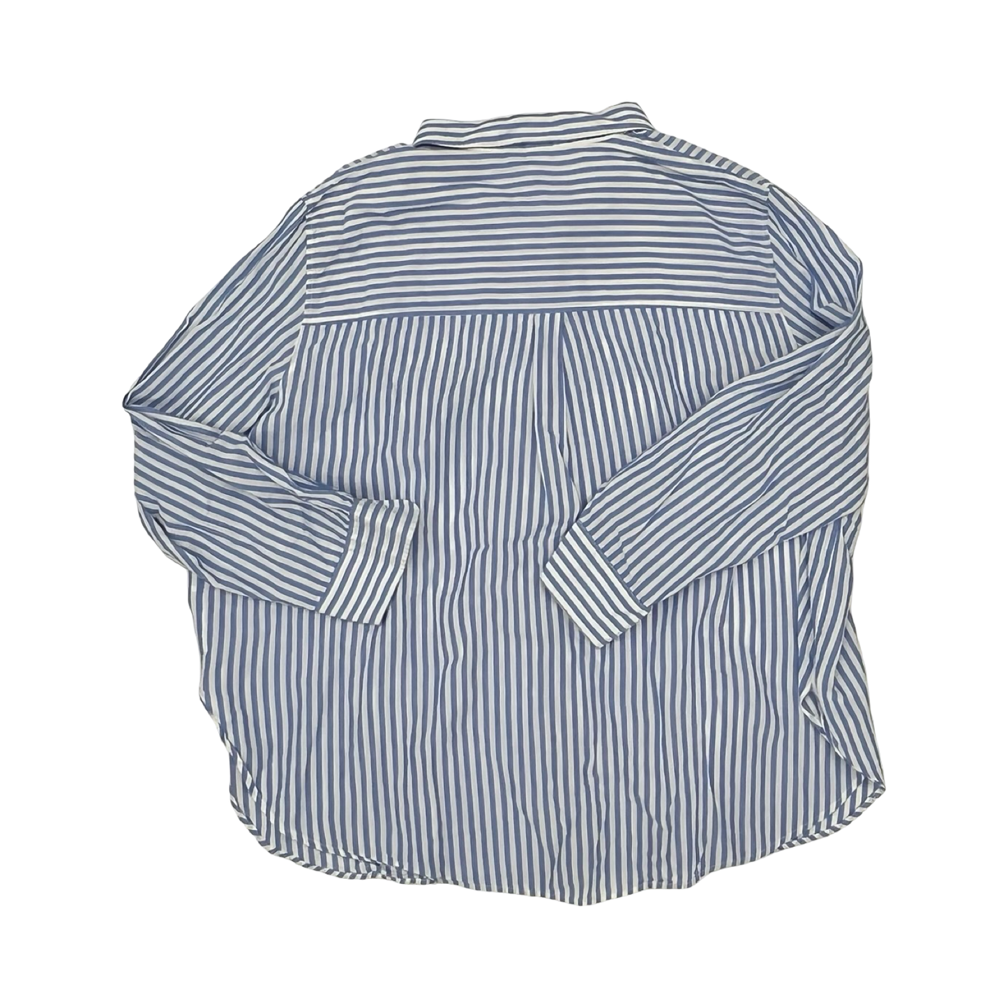Blouse Ls By H&M In Blue & White, Size:2X