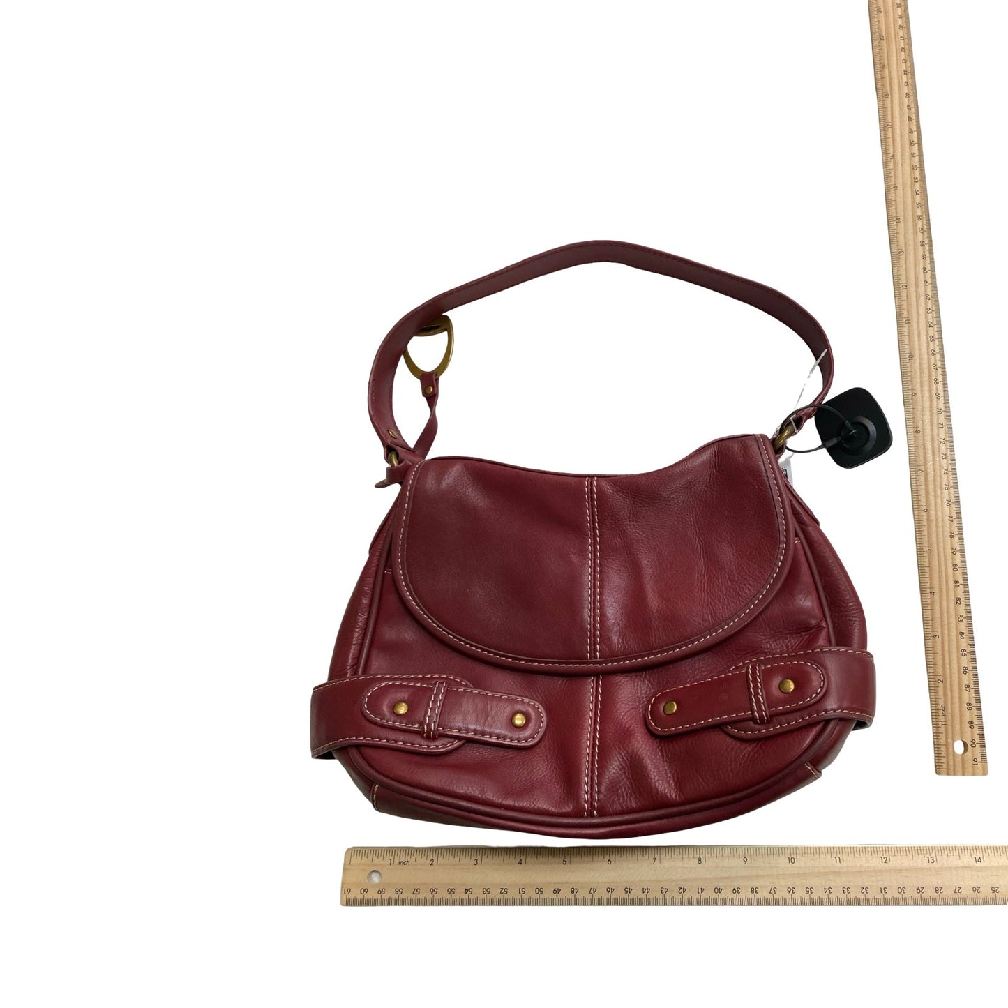 Handbag Leather By Chaps In Red, Size:Medium