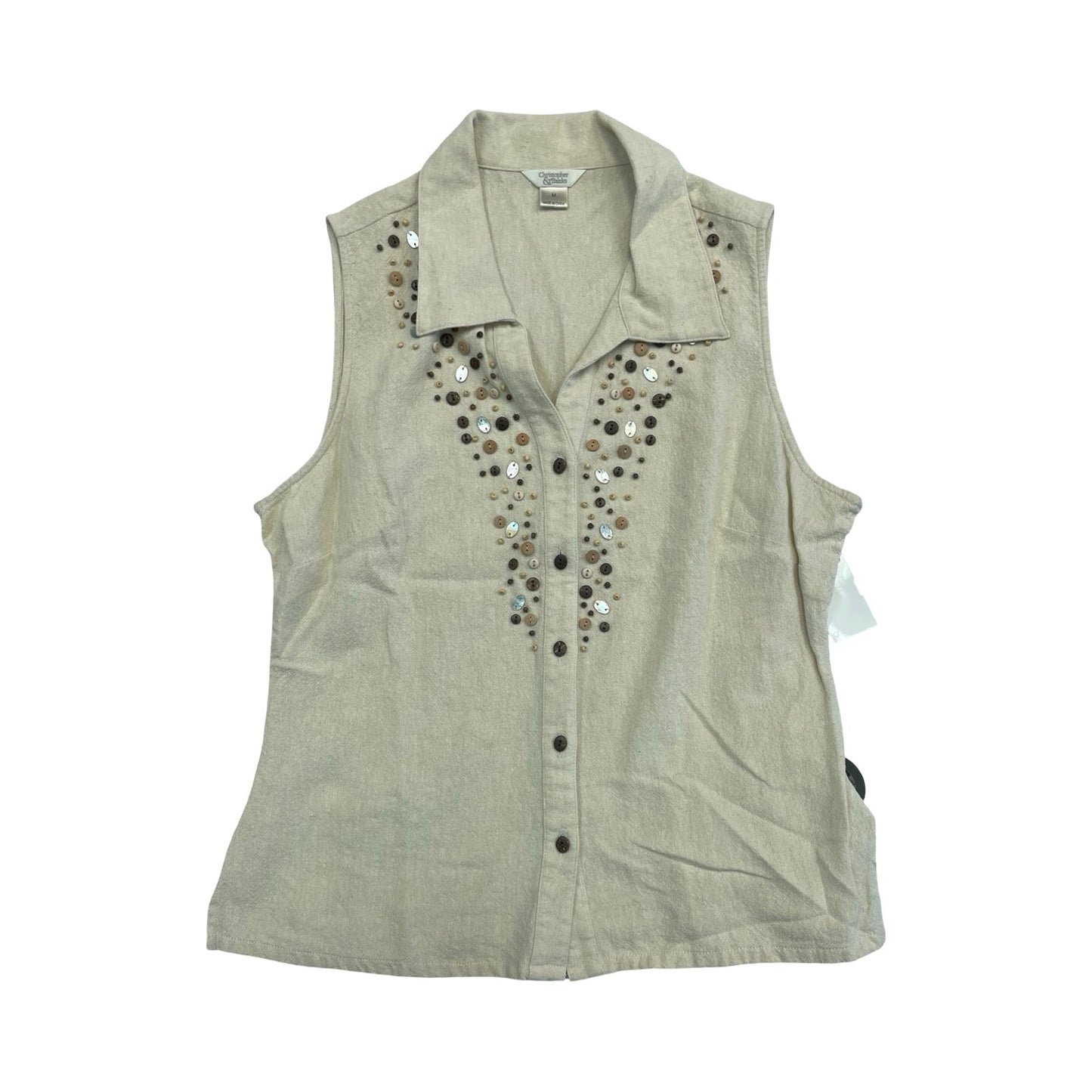Top Sleeveless By Christopher And Banks In Tan, Size:M