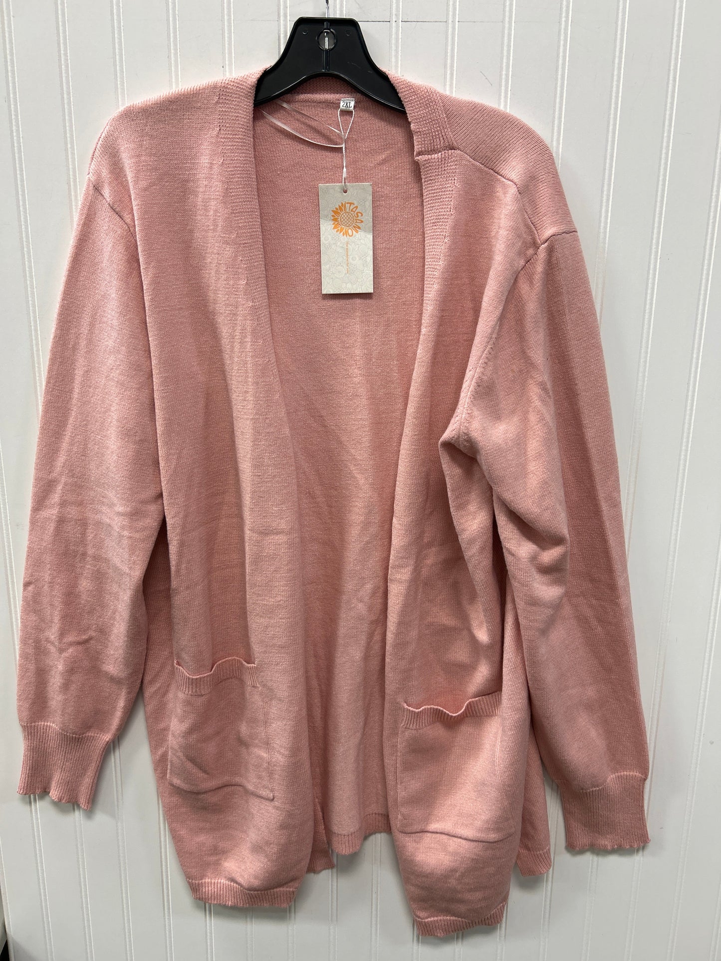 Sweater Cardigan By Cmc In Pink, Size:2X