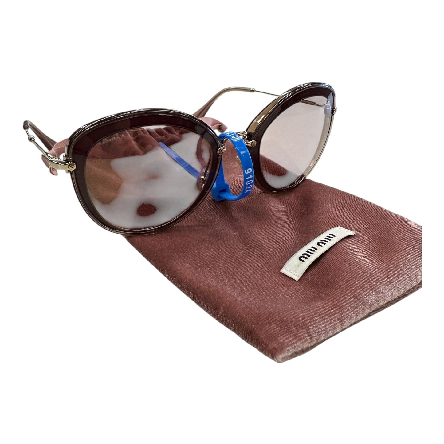Sunglasses Luxury Designer By Miu Miu In Pink, Size: