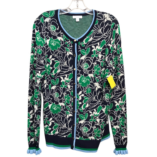 Sweater Cardigan By Charter Club In Blue & Green, Size:L