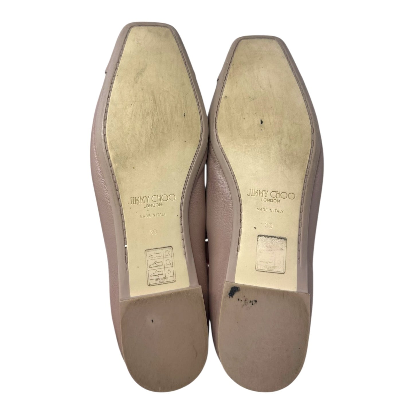 Gisela Napa Leather Ballet Flat Shoes Luxury Designer By Jimmy Choo In Tan, Size: 9
