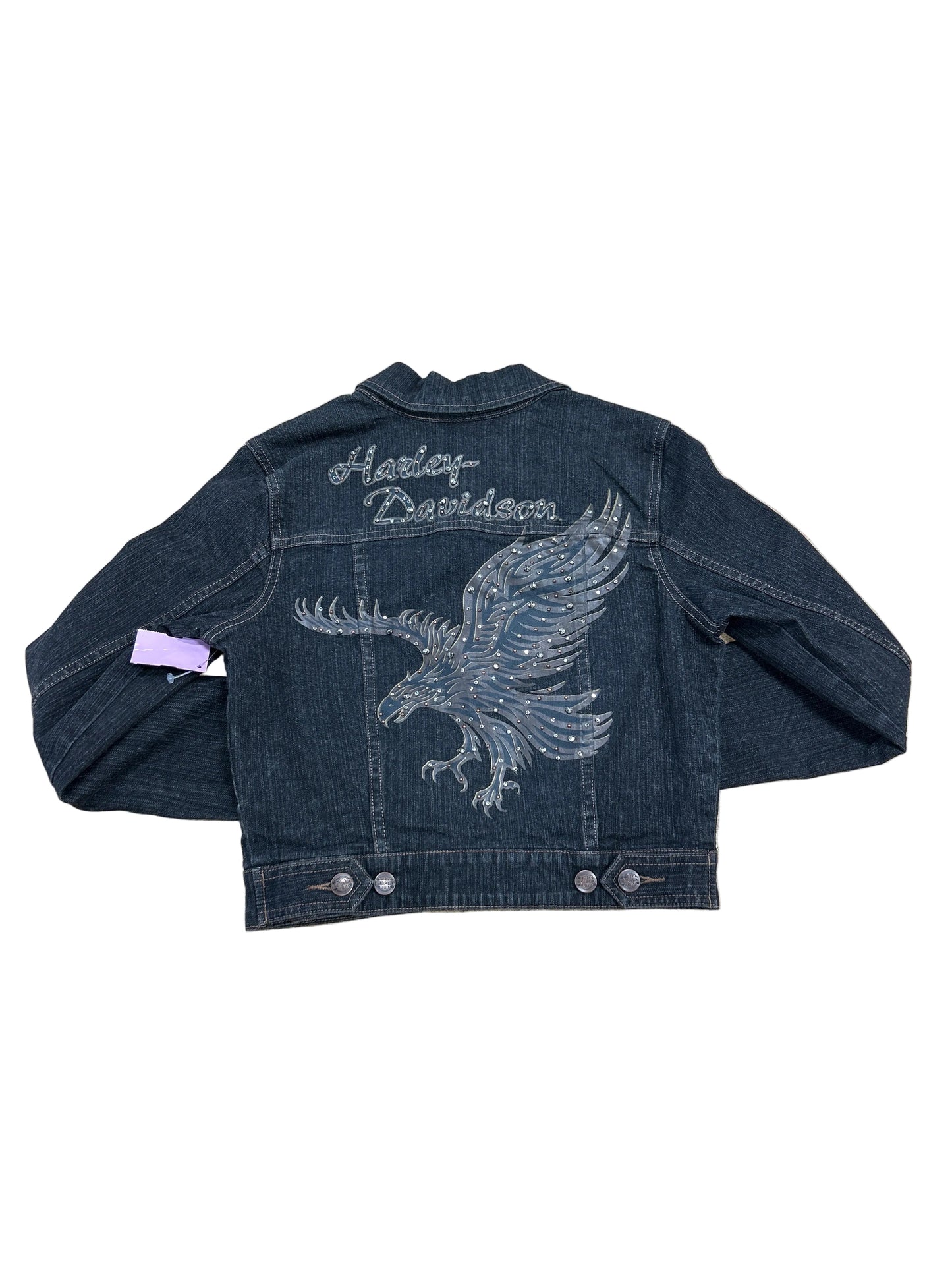 Jacket Denim By Harley Davidson In Black Denim, Size:Xs