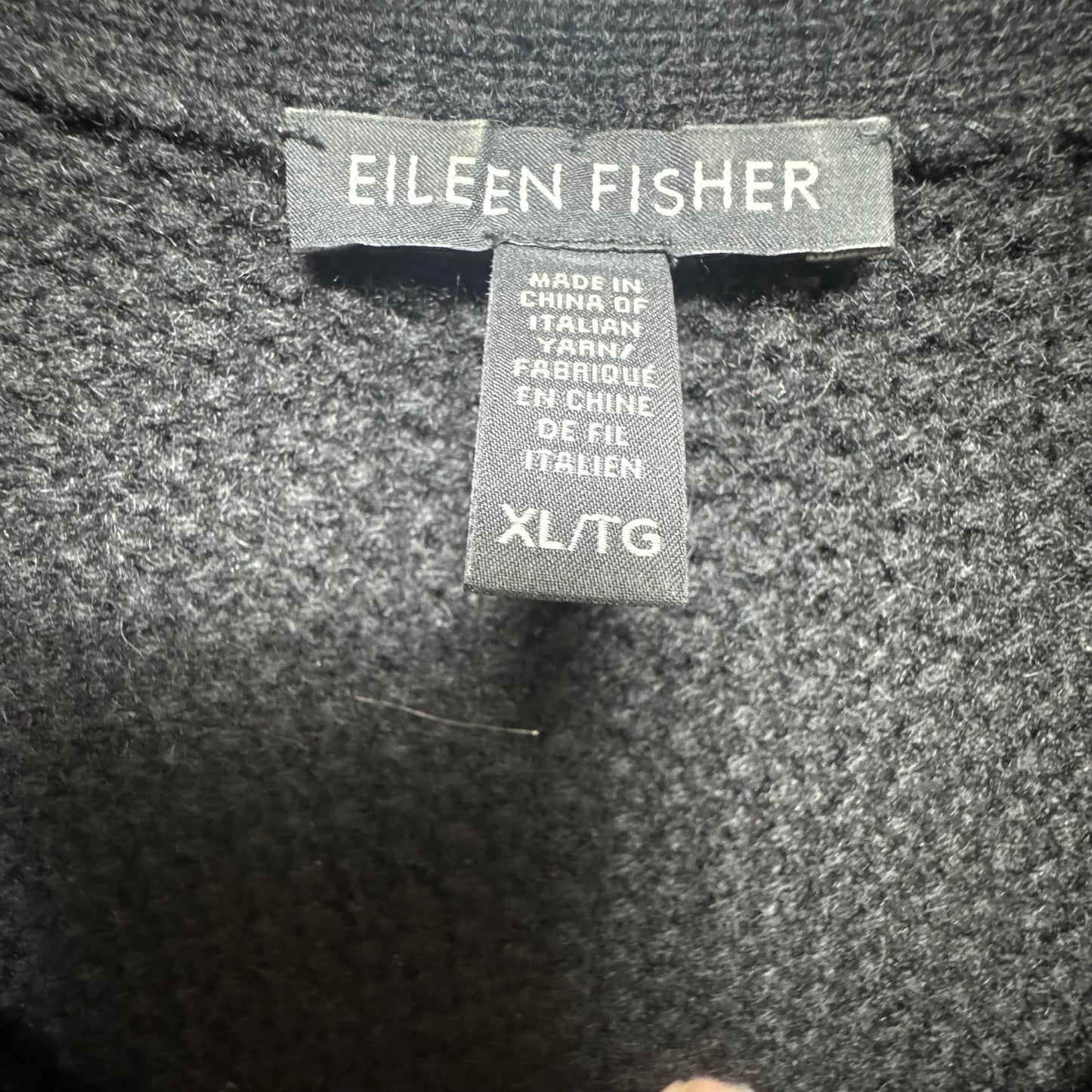 Sweater Cardigan By Eileen Fisher In Black, Size: Xl