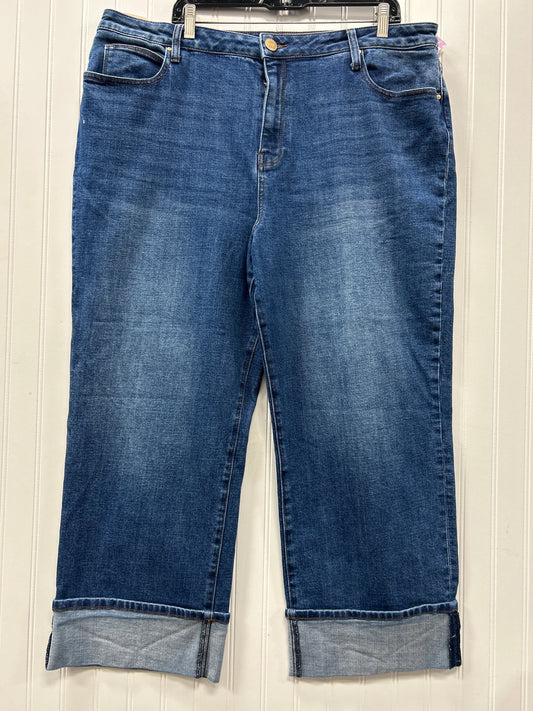 Jeans Straight By Kut In Blue Denim, Size:18